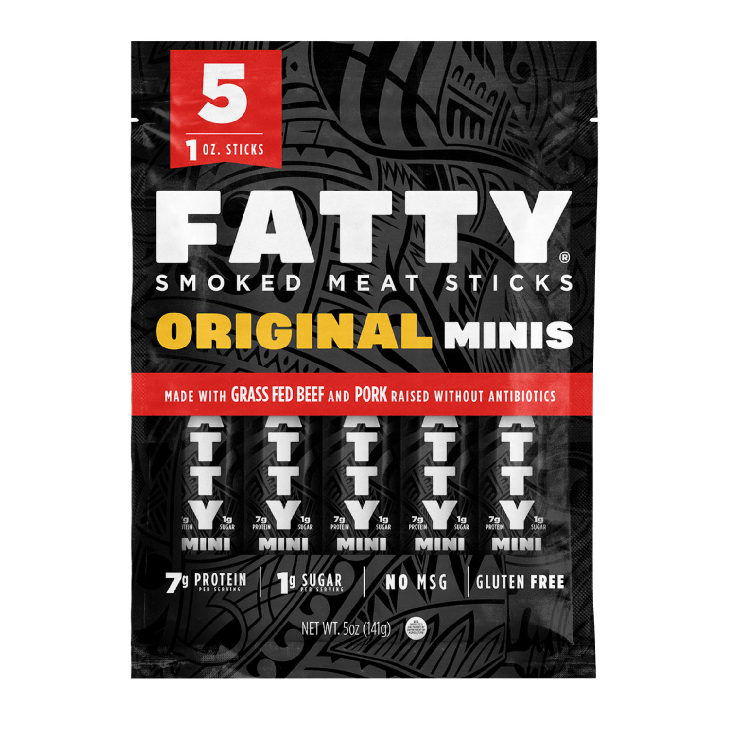 slide 1 of 2, Fatty OriginalMini Smoked Meat Sticks 5 Pack, 5 oz