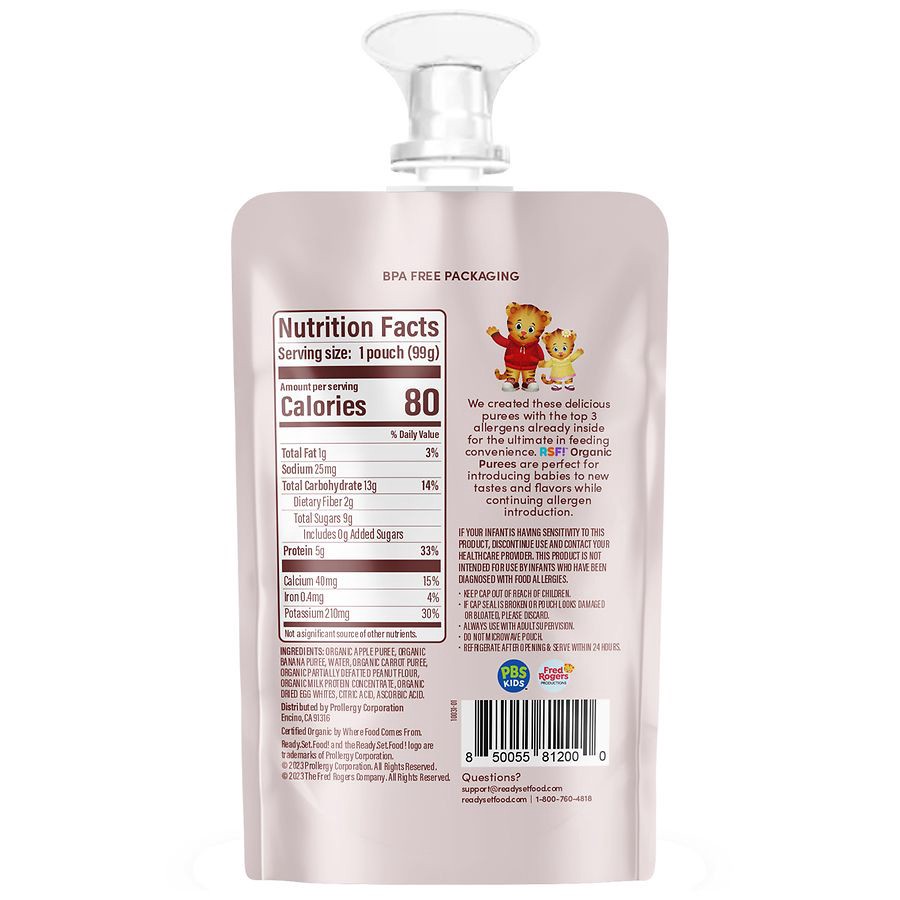 slide 2 of 2, Ready, Set, Food! Organic 6+ Months Apple Banana Carrot Puree 3.5 oz, 3.5 oz