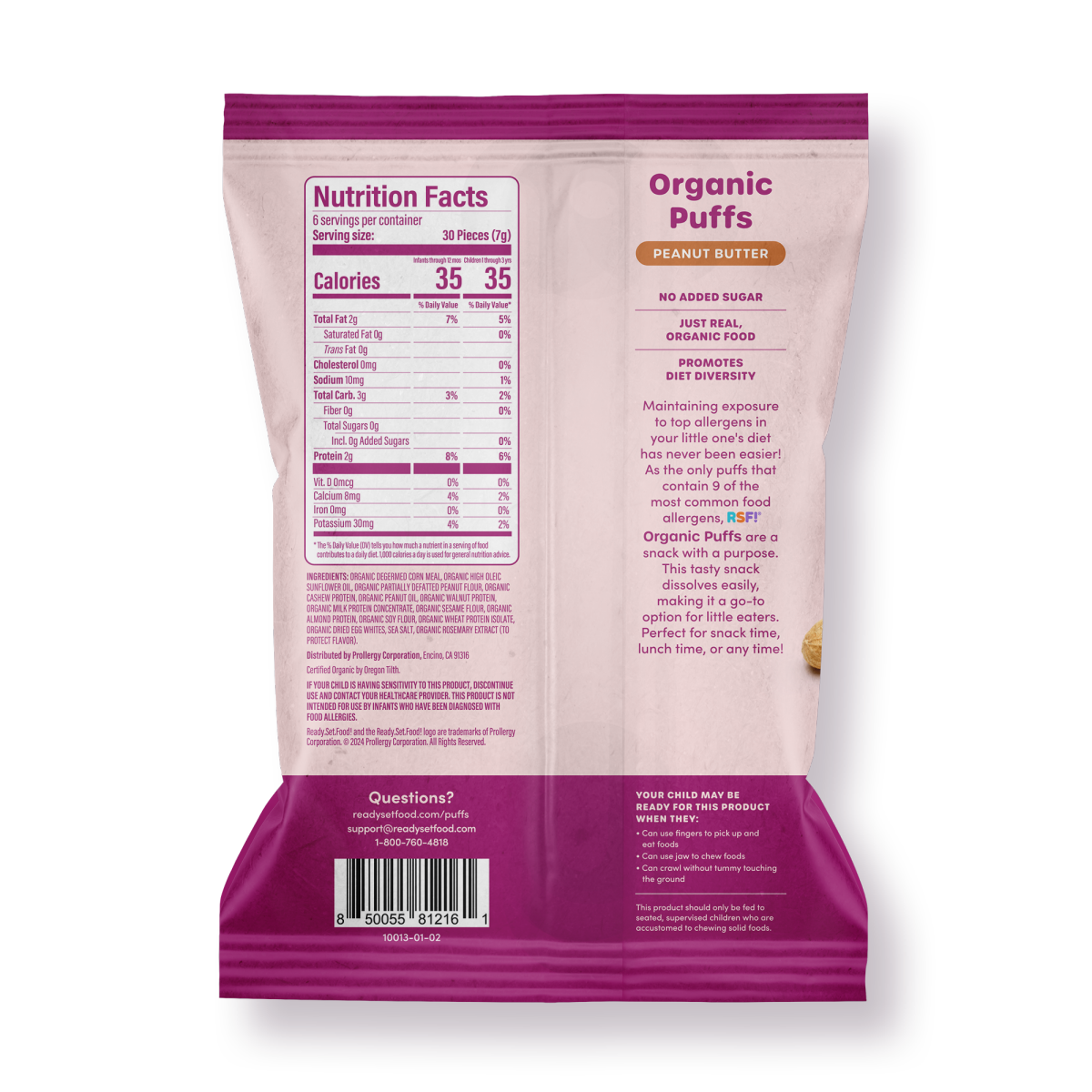 slide 6 of 7, READY SET FOOD Ready, Set, Food! Organic Puffs - Peanut Butter 1.5 oz., 1.5 oz