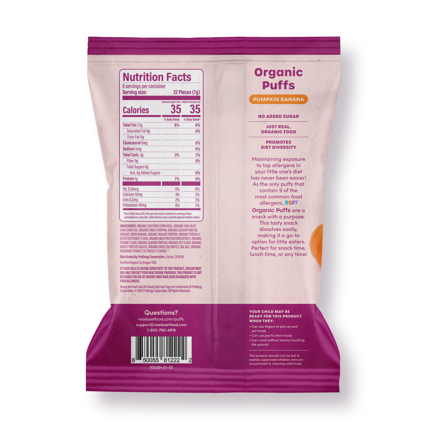 slide 3 of 5, Ready Set Food Organic Puffs Pumpkin Banana 1.5oz, 1.5 oz