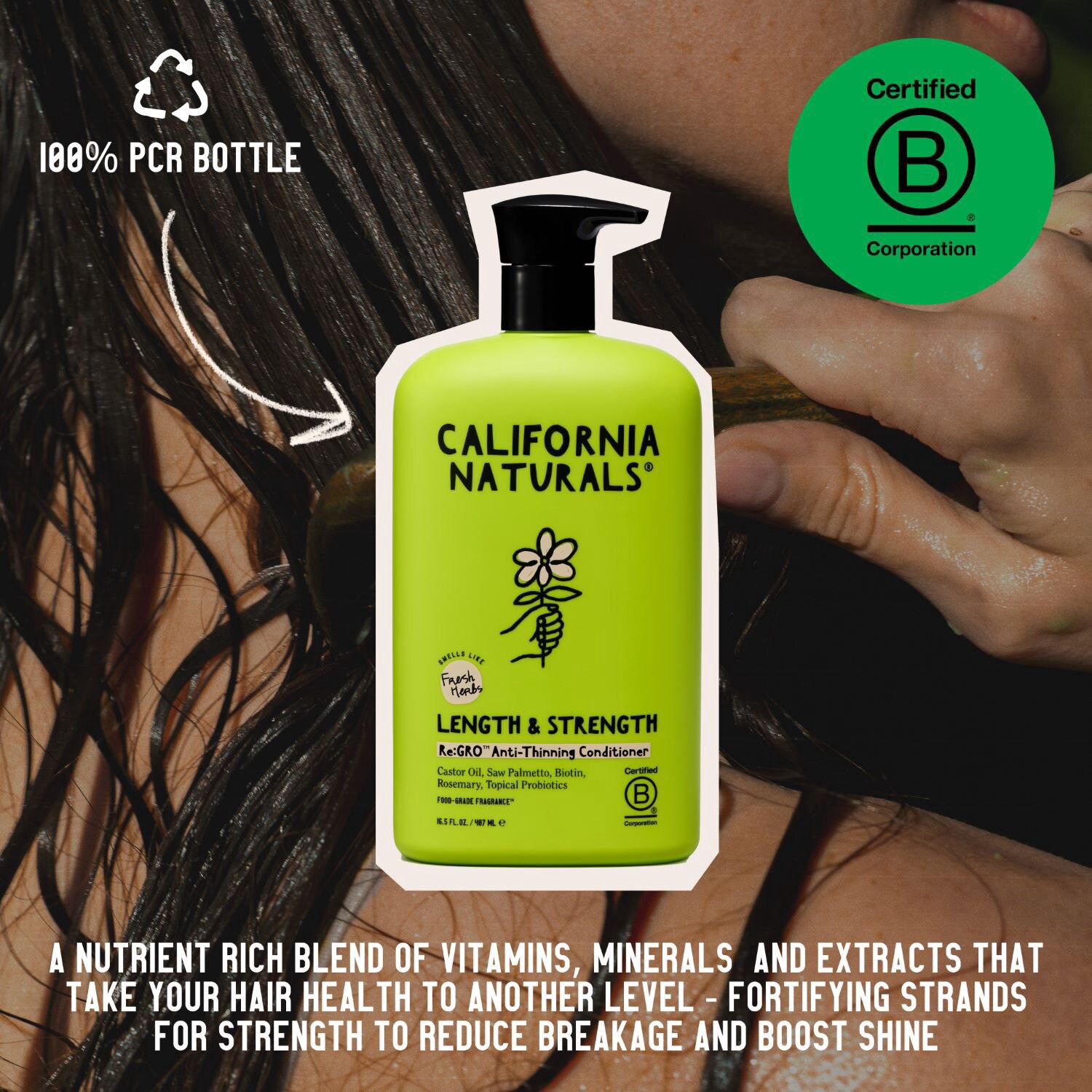 slide 3 of 8, California Naturals Length & Strength Re:Gro Anti-Thinning Conditioner, 16.5 oz