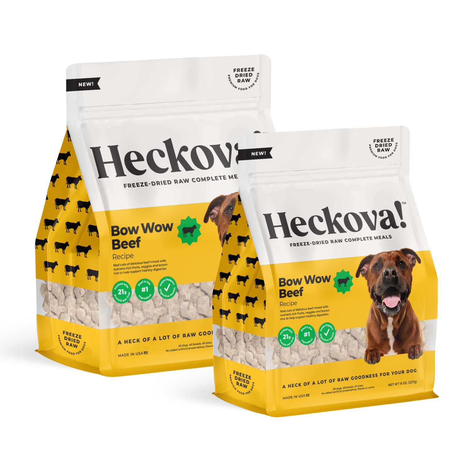 slide 4 of 8, Heckova! Bow Wow Beef Recipe Freeze-Dried Raw Dog Food, 20 oz, 20 oz