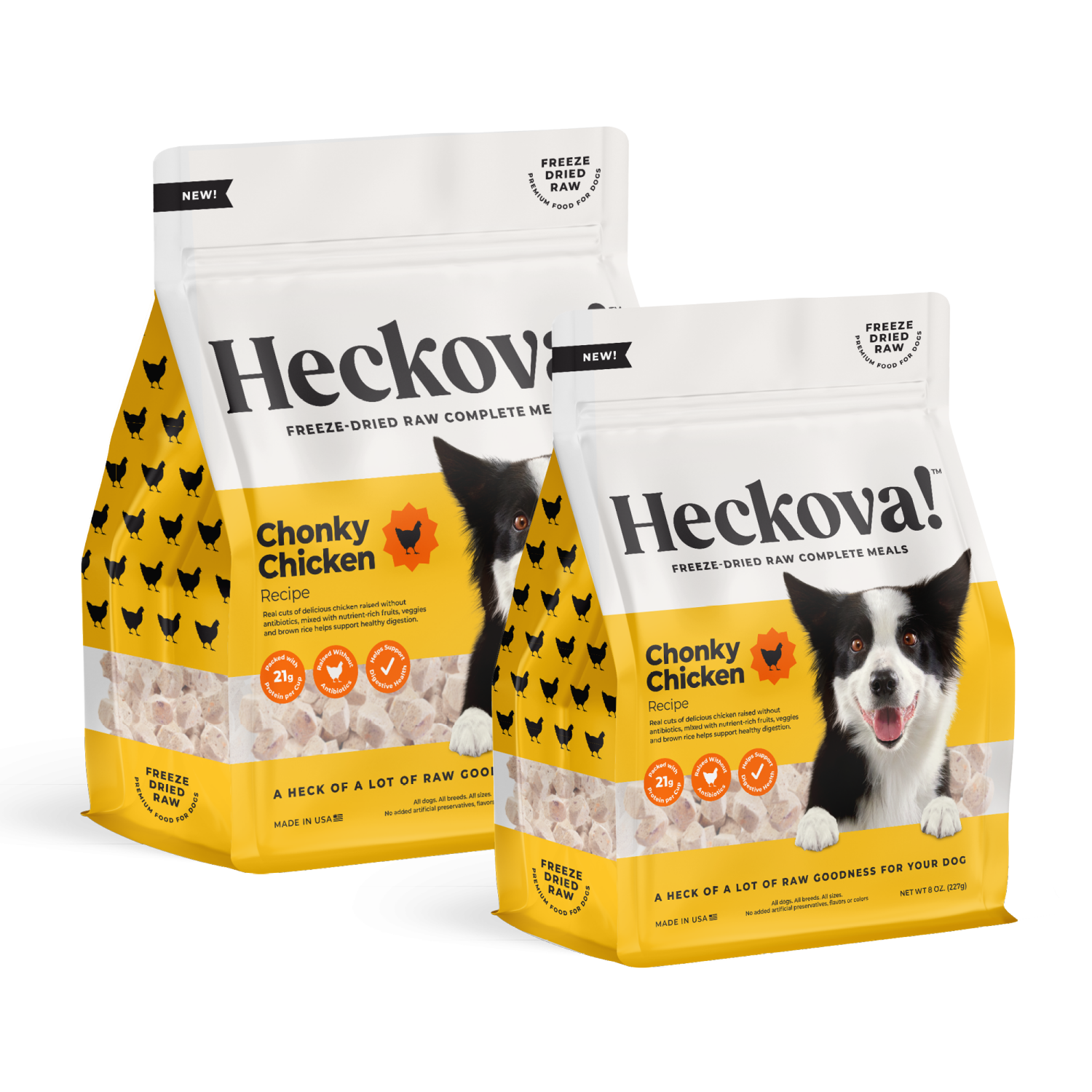 slide 4 of 8, Heckova! Chonky Chicken Recipe Freeze-Dried Raw Dog Food, 8 oz, 8 oz