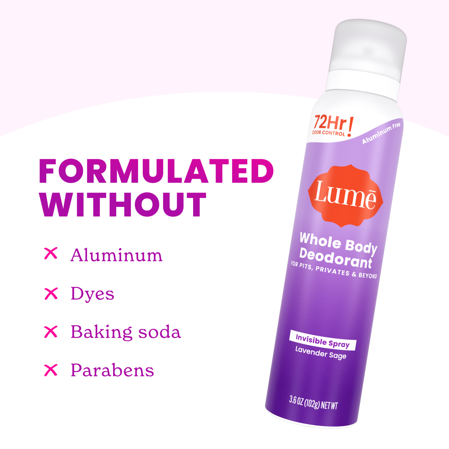 slide 4 of 5, Lume 72Hr Invisible Spray Whole Body Lavender Sage Deodorant 3.6 oz, 3.60 oz