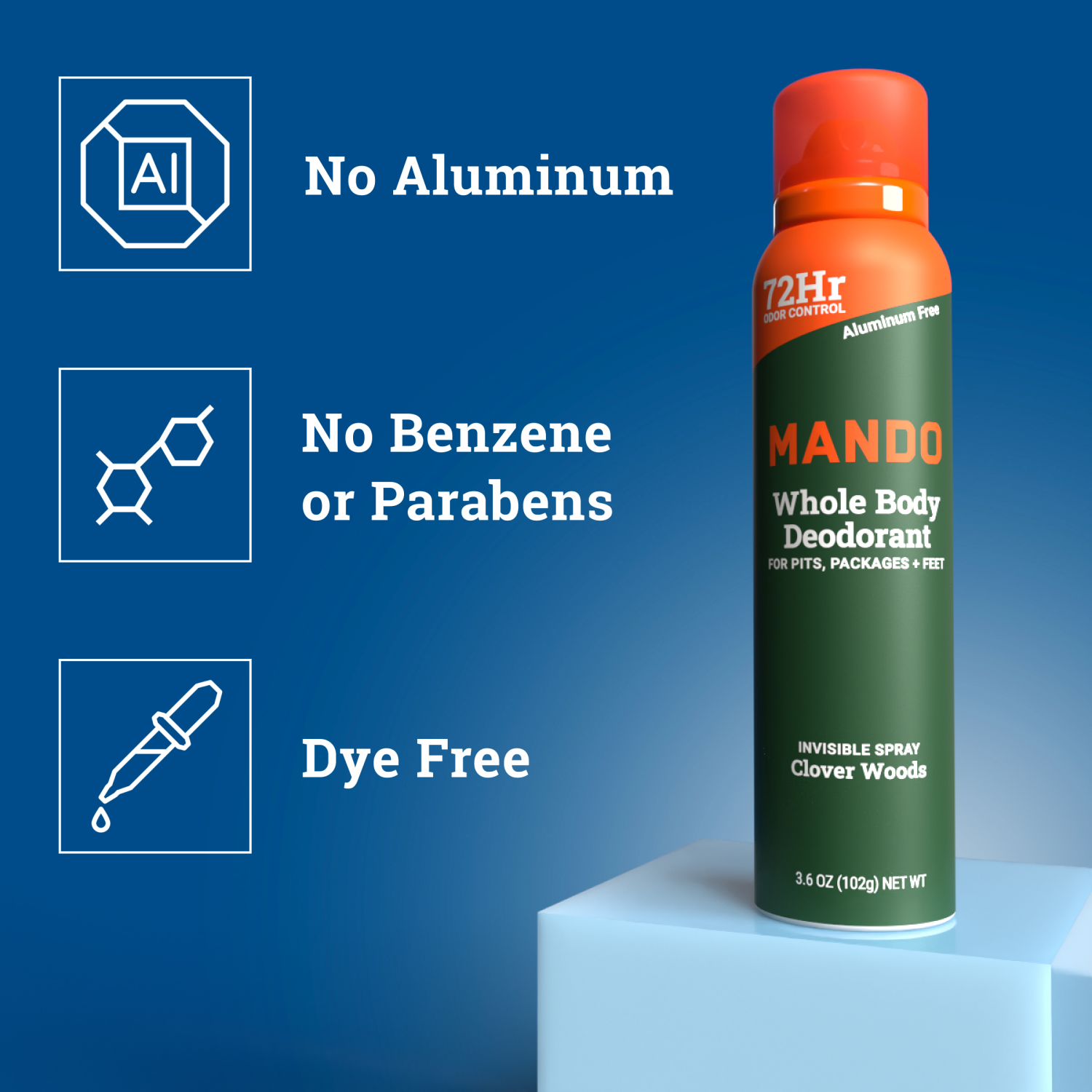 slide 4 of 5, Mando Invisible Spray Whole Body Clover Woods Deodorant 3.6 oz, 3.6 oz