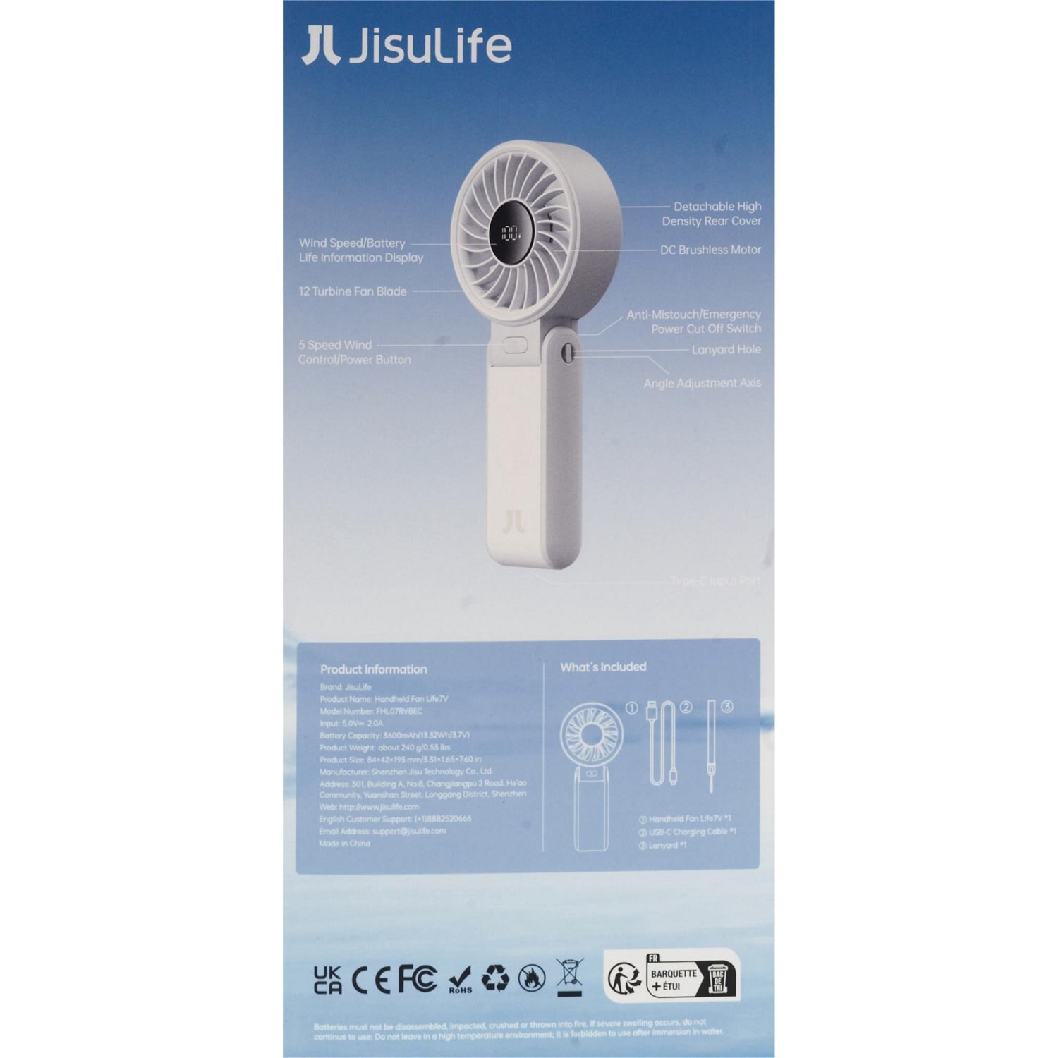 slide 3 of 5, Jisulife Handheld Fan Life7, Grey, 1 ct