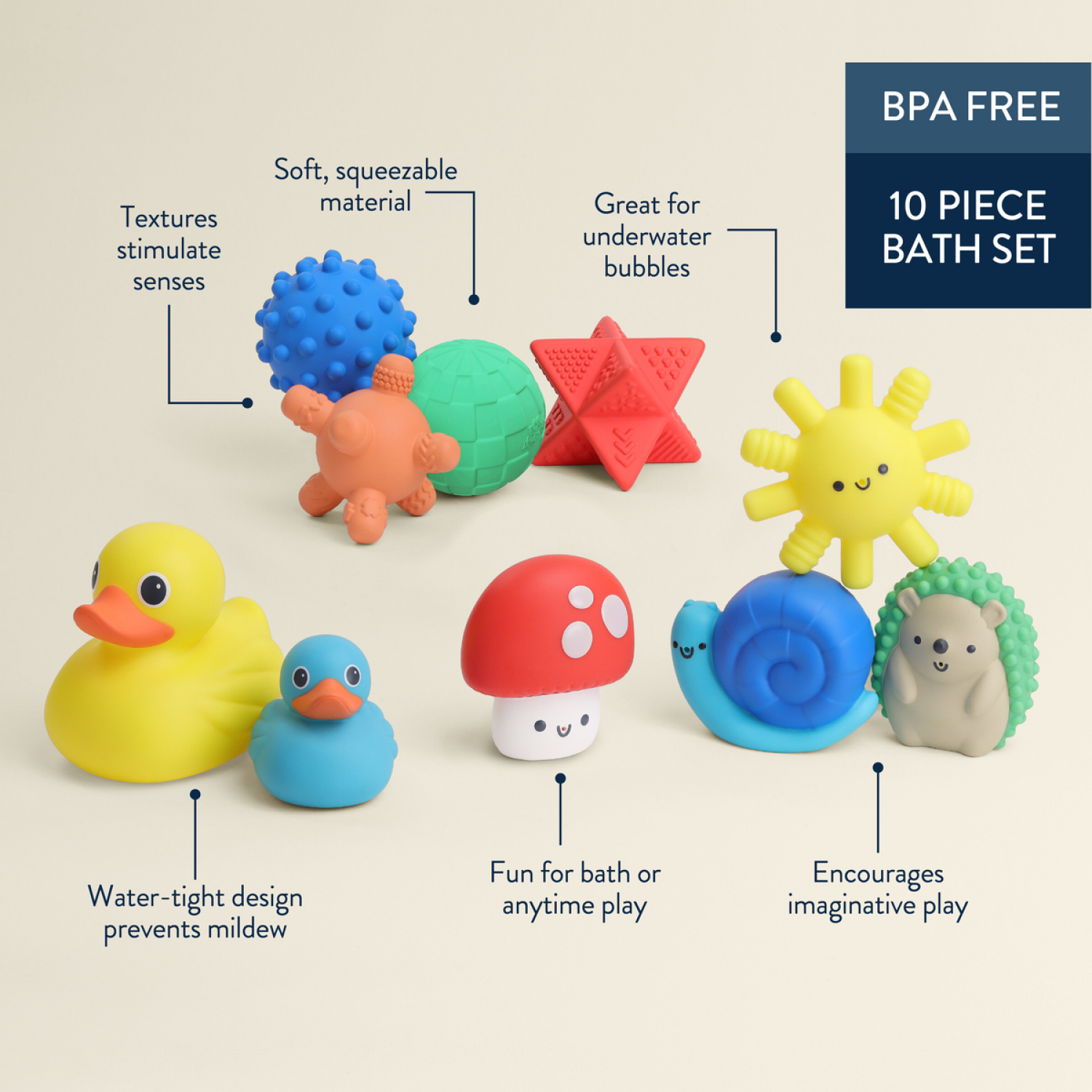 slide 2 of 4, Itzy Ritzy Itzy Splash Gift Set with Sensory Shapes, Bath Squirters, and Duckies - 10pc, 10 ct
