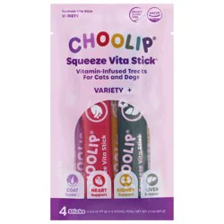 Choolip Squeeze Vita Stick Vitamin Infused Treats for Cats & Dogs - Variety