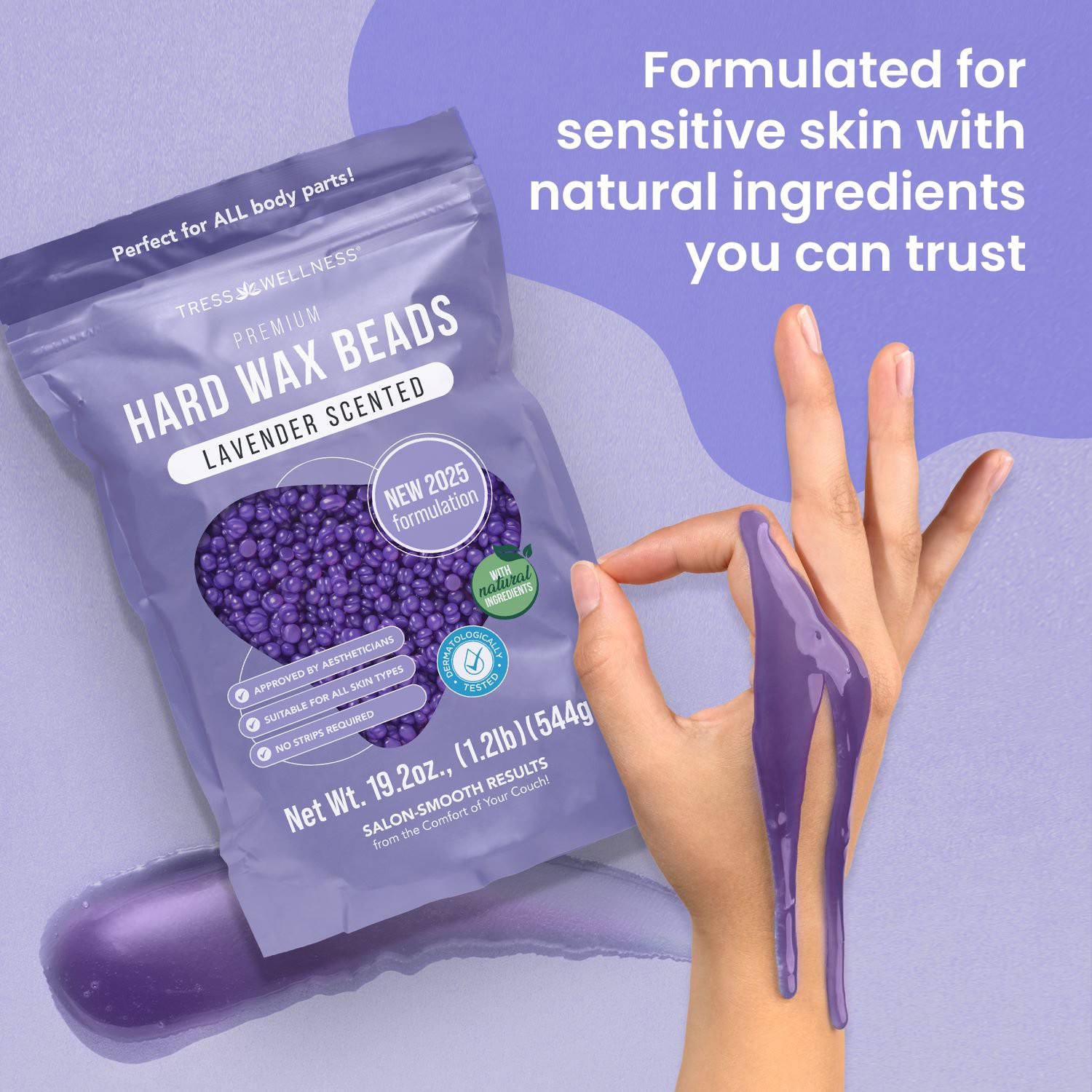 slide 9 of 11, NON BRAND Tress Wellness Premium Hard Wax Beads, Lavender, 19.2 Oz, 19.2 oz