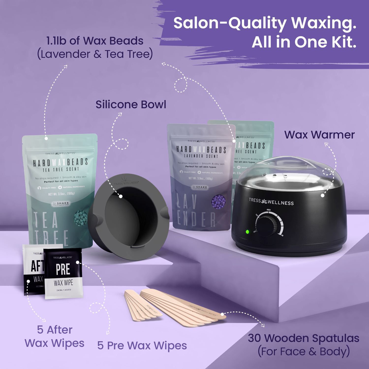 slide 13 of 15, NON BRAND Tress Wellness At-Home Waxing Kit, 1 ct