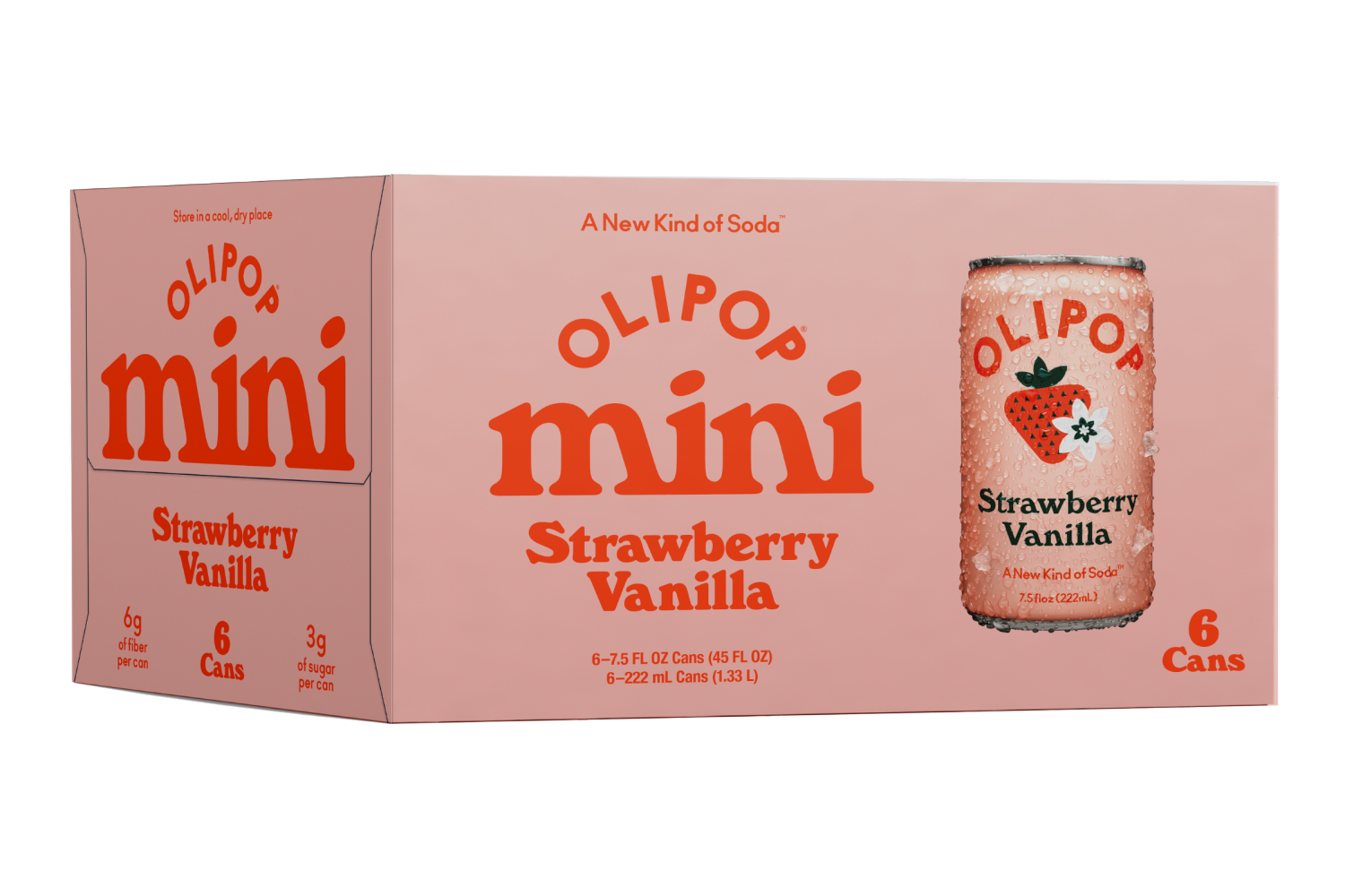 slide 1 of 2, Olipop Strawberry Vanilla Mini Soda 6 - 7.5 fl oz Cans, 6 ct