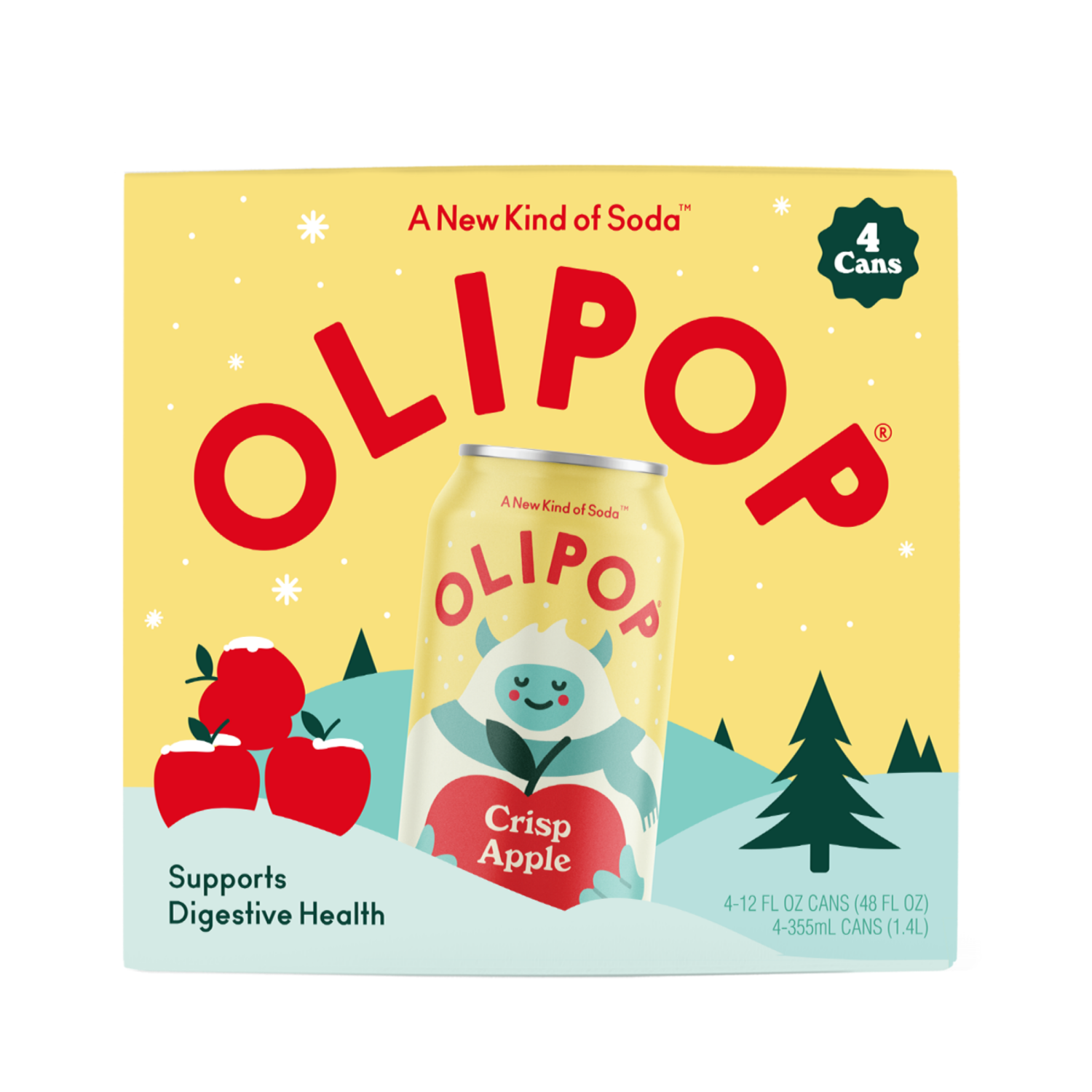 slide 1 of 2, Olipop Crisp Apple Soda 4 - 12 fl oz Cans, 4 ct