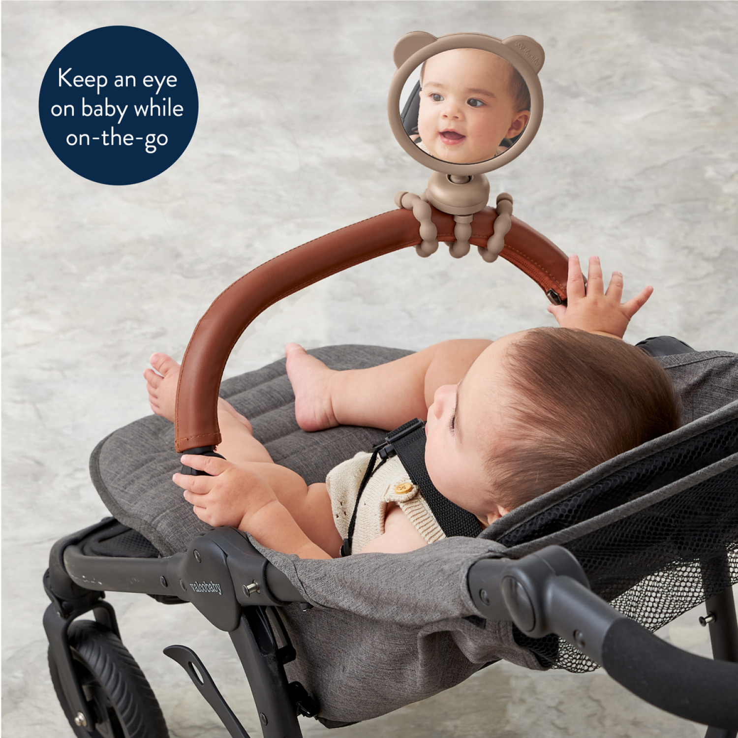 slide 3 of 5, Itzy Ritzy Itzy Peek Stroller Mirror with Easy Attach Design - Tan Bear, 1 ct