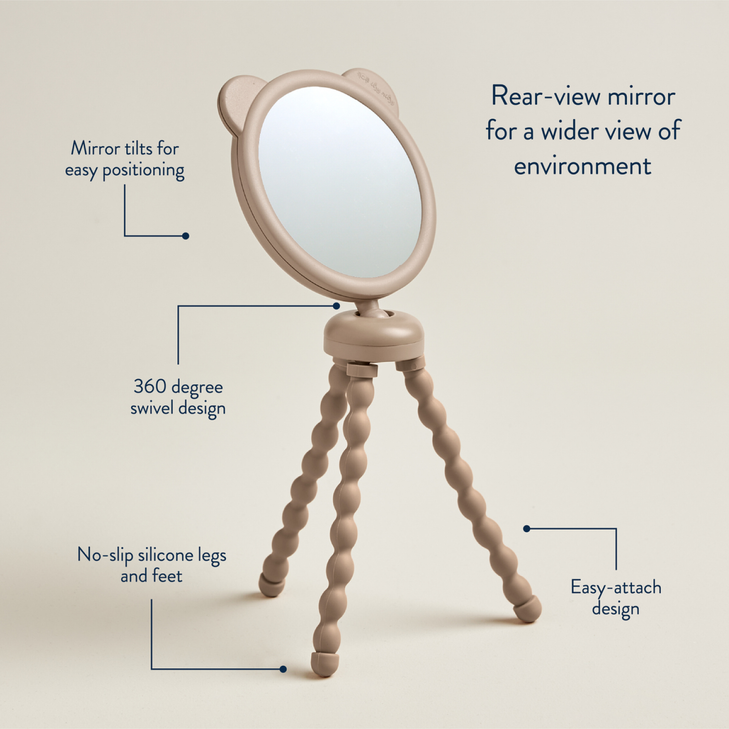 slide 1 of 5, Itzy Ritzy Itzy Peek Stroller Mirror with Easy Attach Design - Tan Bear, 1 ct