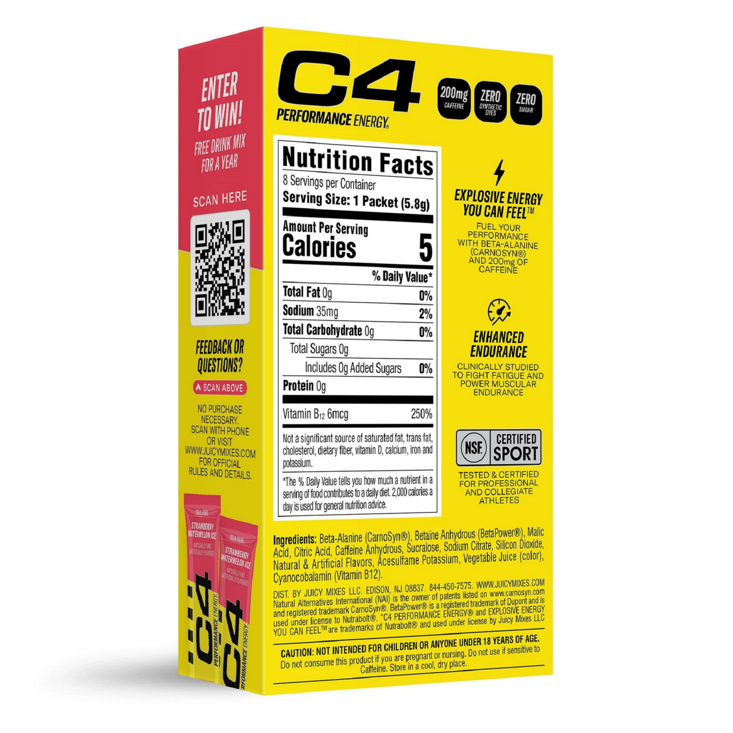 slide 2 of 2, C4 ENERGY C4 Performance Energy Drink Mix Strawberry Watermelon 8ct/0.21 oz, 8 ct, 0.21 oz