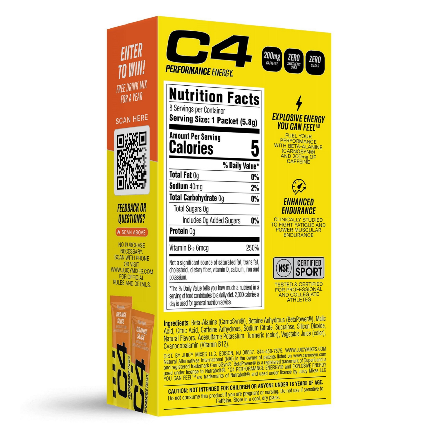 slide 2 of 2, C4 ENERGY C4 Performance Energy Drink Mix Orange Slice 8ct/0.21 oz, 8 ct, 0.21 oz