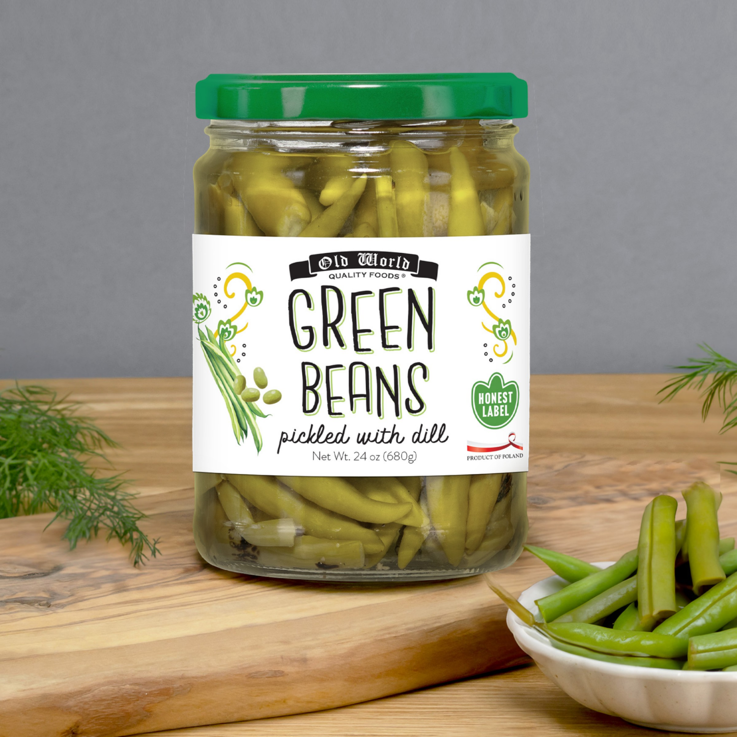 slide 3 of 3, Old World Quality Foods Pickled Green Beans 24Oz, 24 oz
