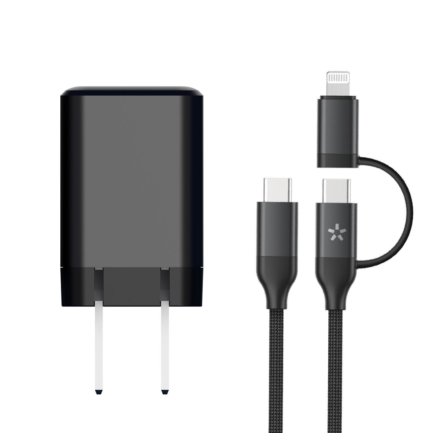 slide 3 of 5, Ionix 20w Wall Charger With 2-In-1 Cable, 1 ct