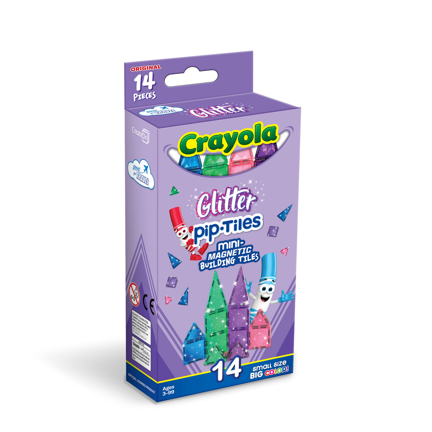 slide 2 of 8, Crayola The Original Crayola Glitter PIP Magnetic Tiles 14PC, 14 ct