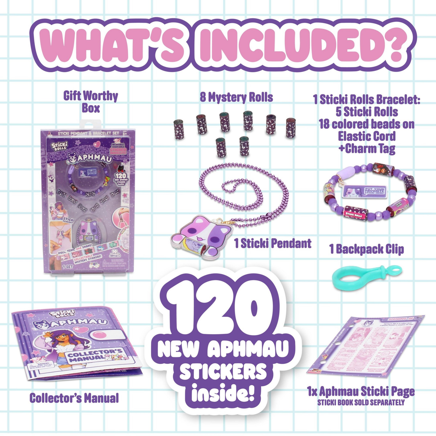 slide 5 of 7, Sticki Rolls Aphmau Sticki Pendant Pack, 1 ct