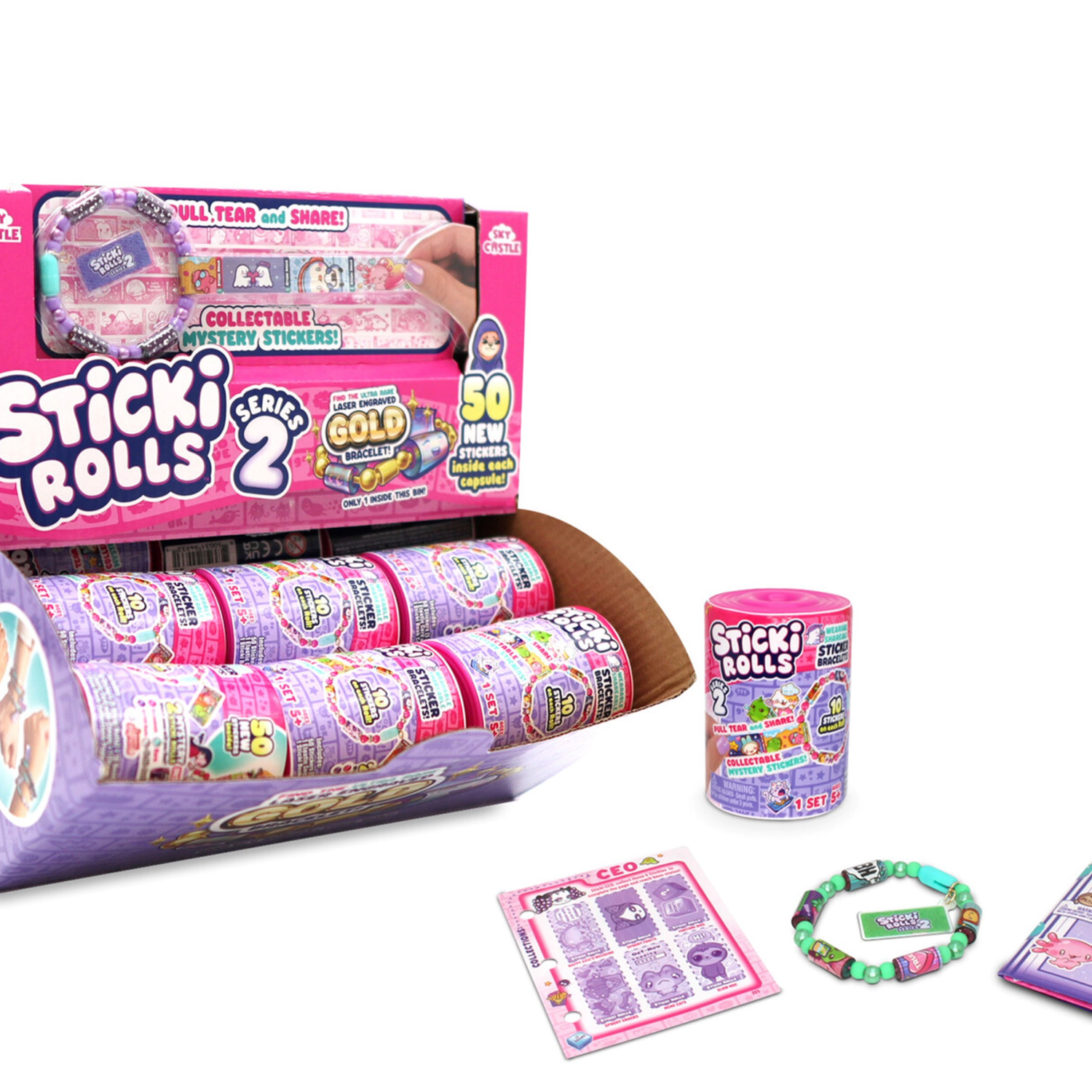slide 2 of 4, Sticki Roll BFF Sticki Band Capsule Sticker Bracelet, Assorted Styles, 1 ct