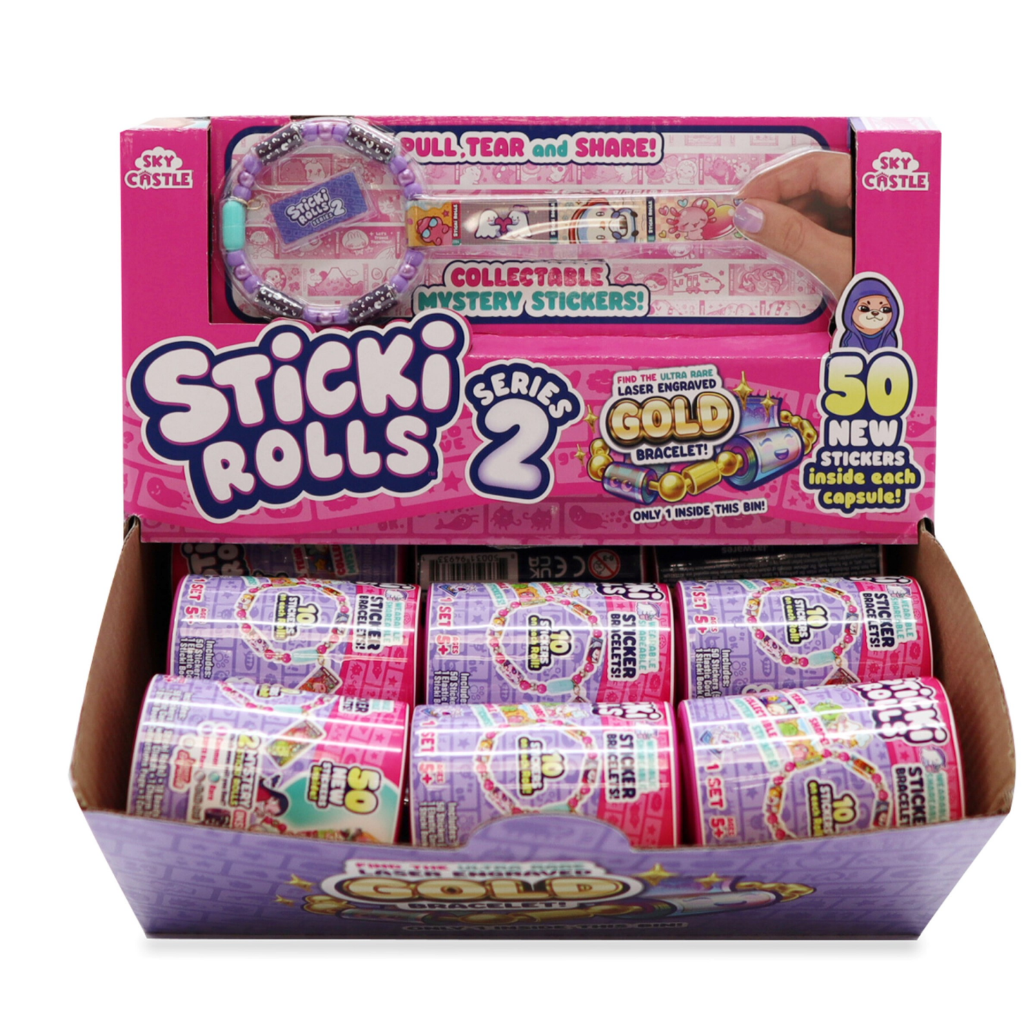slide 4 of 4, Sticki Roll BFF Sticki Band Capsule Sticker Bracelet, Assorted Styles, 1 ct