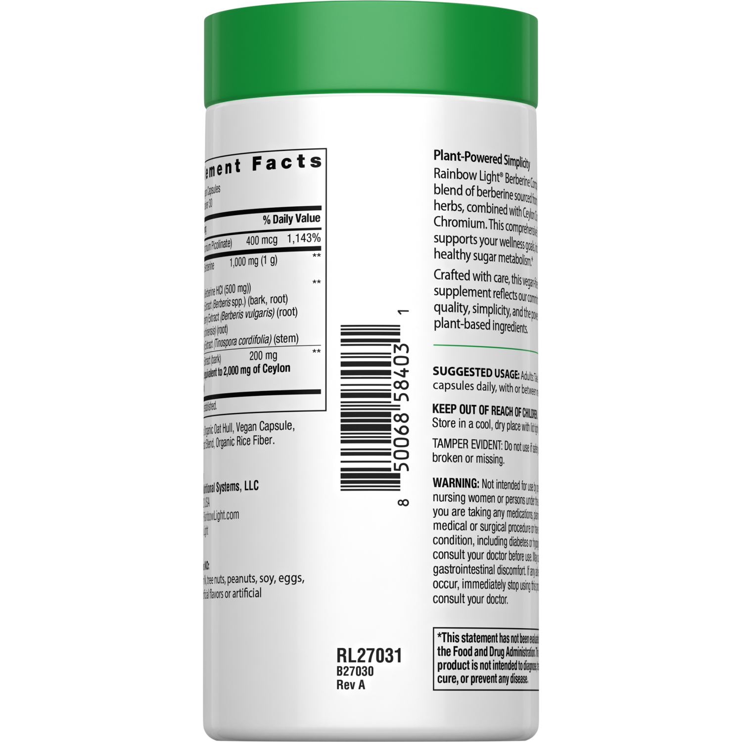 slide 2 of 4, RAINBOW LIGHT RL Naturally Derived Berberine 60 Veggie Caps, 1 ct