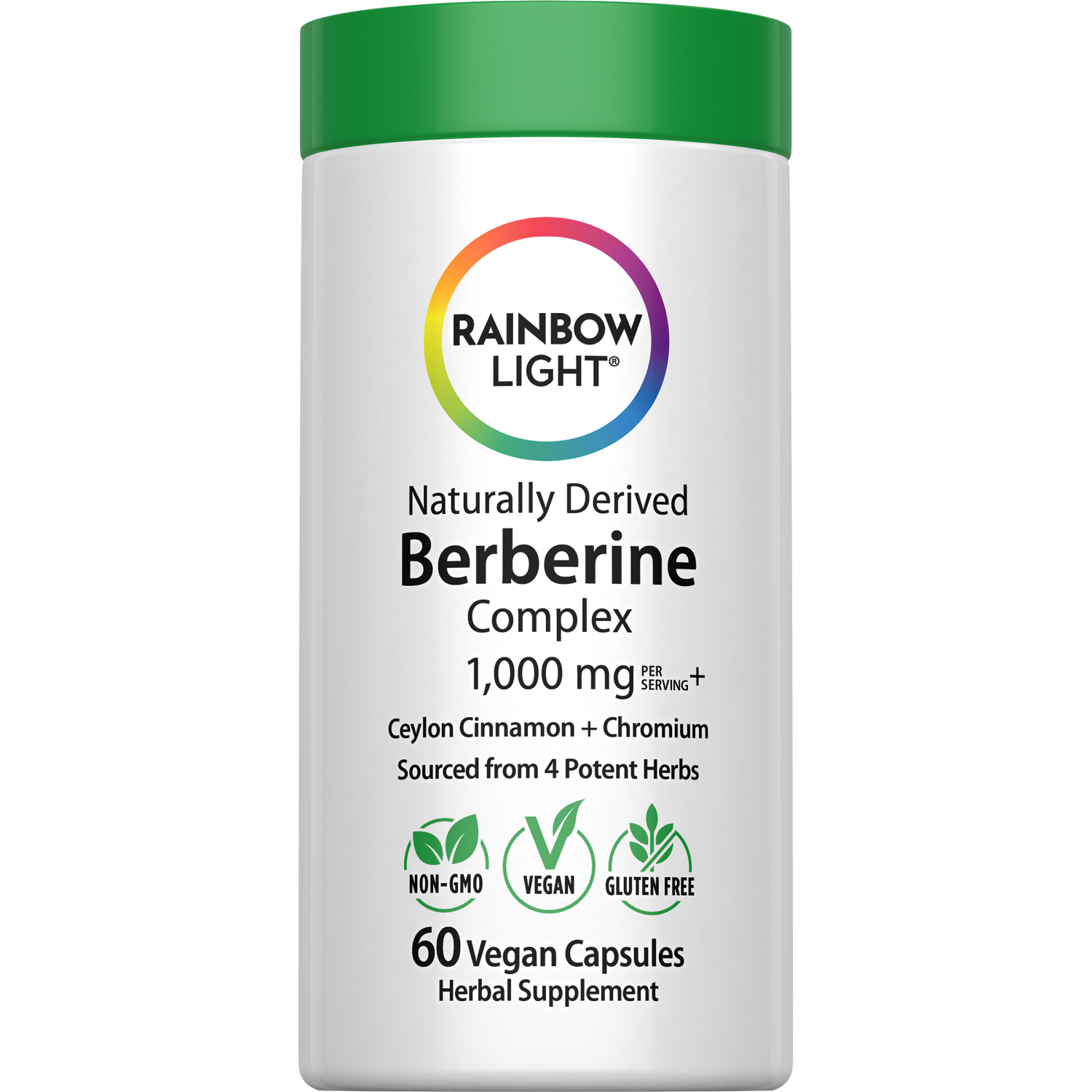 slide 1 of 4, RAINBOW LIGHT RL Naturally Derived Berberine 60 Veggie Caps, 1 ct