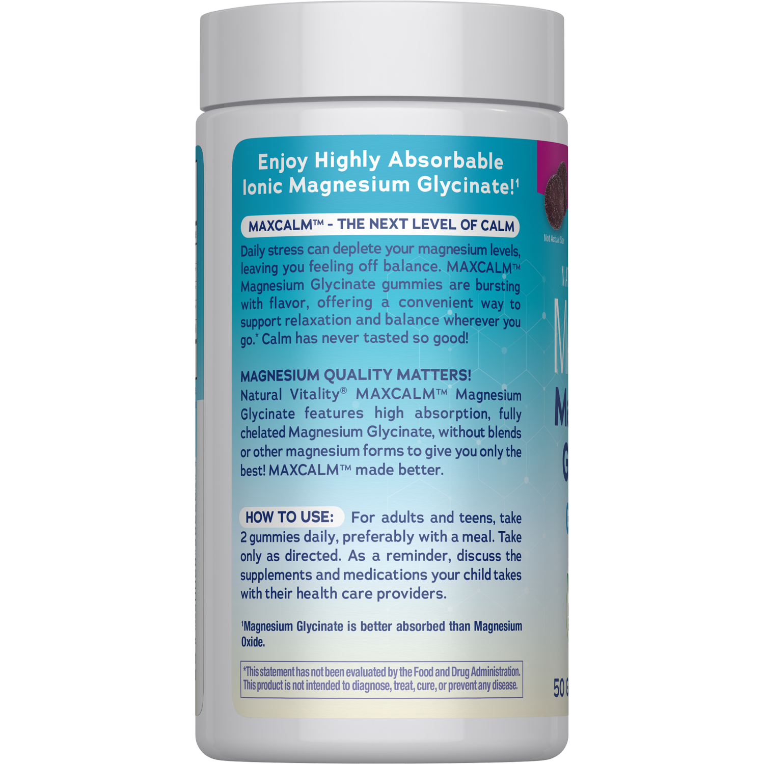 slide 3 of 4, NATURAL VITALITY Nv Mag Glyicinate 50 Gummies, 1 ct