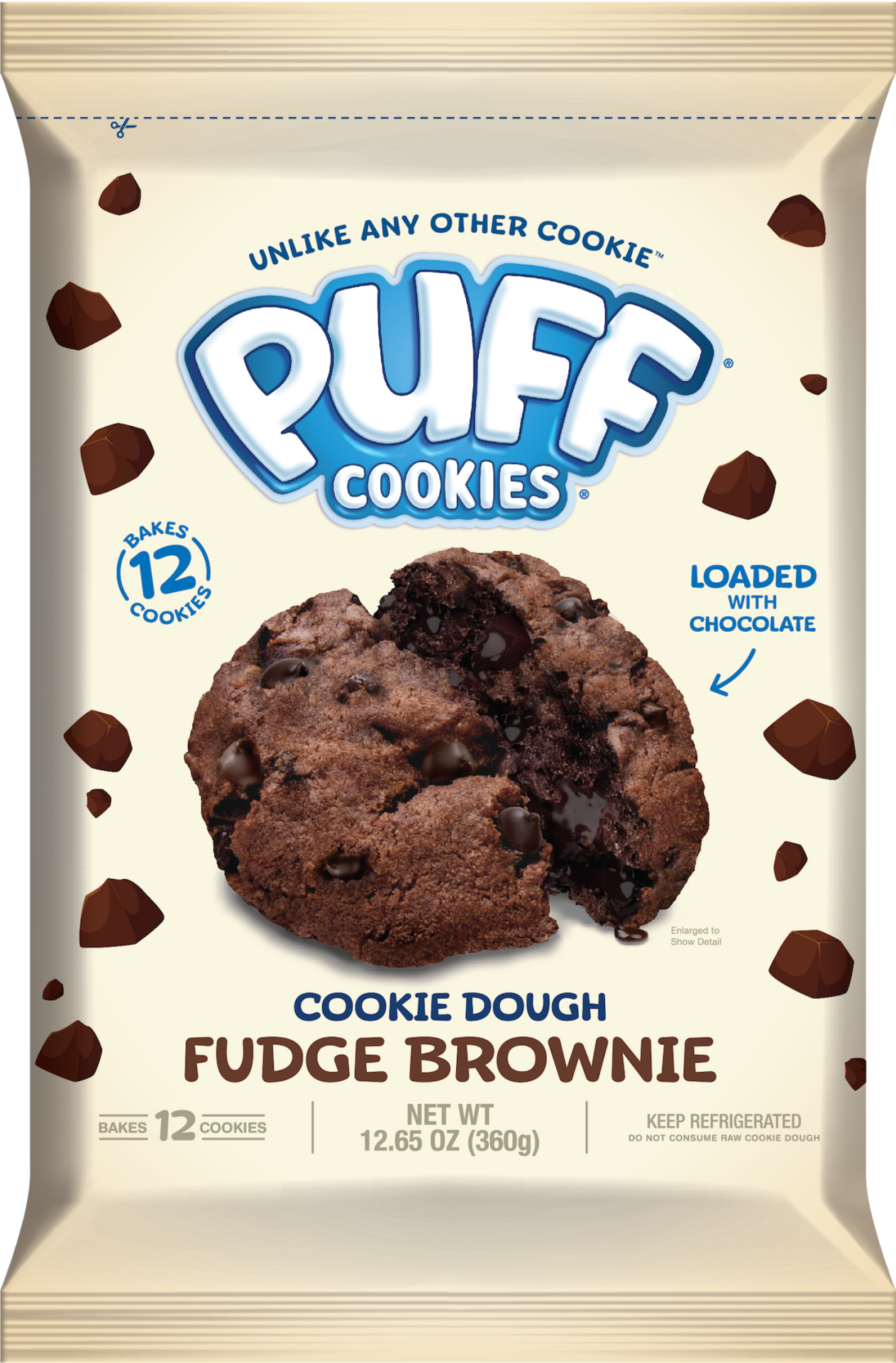 slide 1 of 1, Puff Cookies Fudge Brownie Cookie Dough 12.65 Oz - 12.65 OZ, 12.65 oz