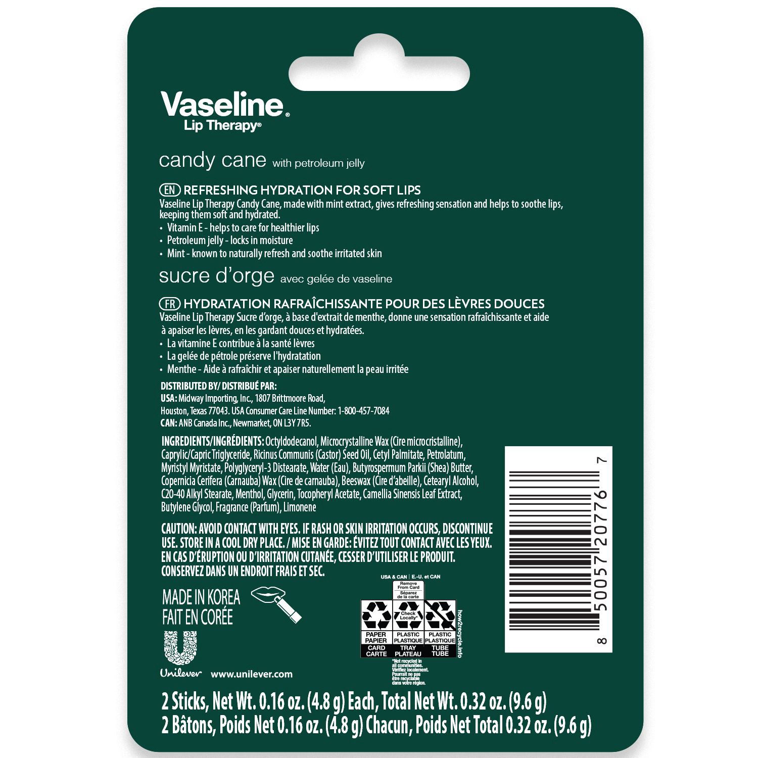 slide 4 of 4, Vaseline Lip Therapy, 2 Ct, Candy Cane, 0.16 oz