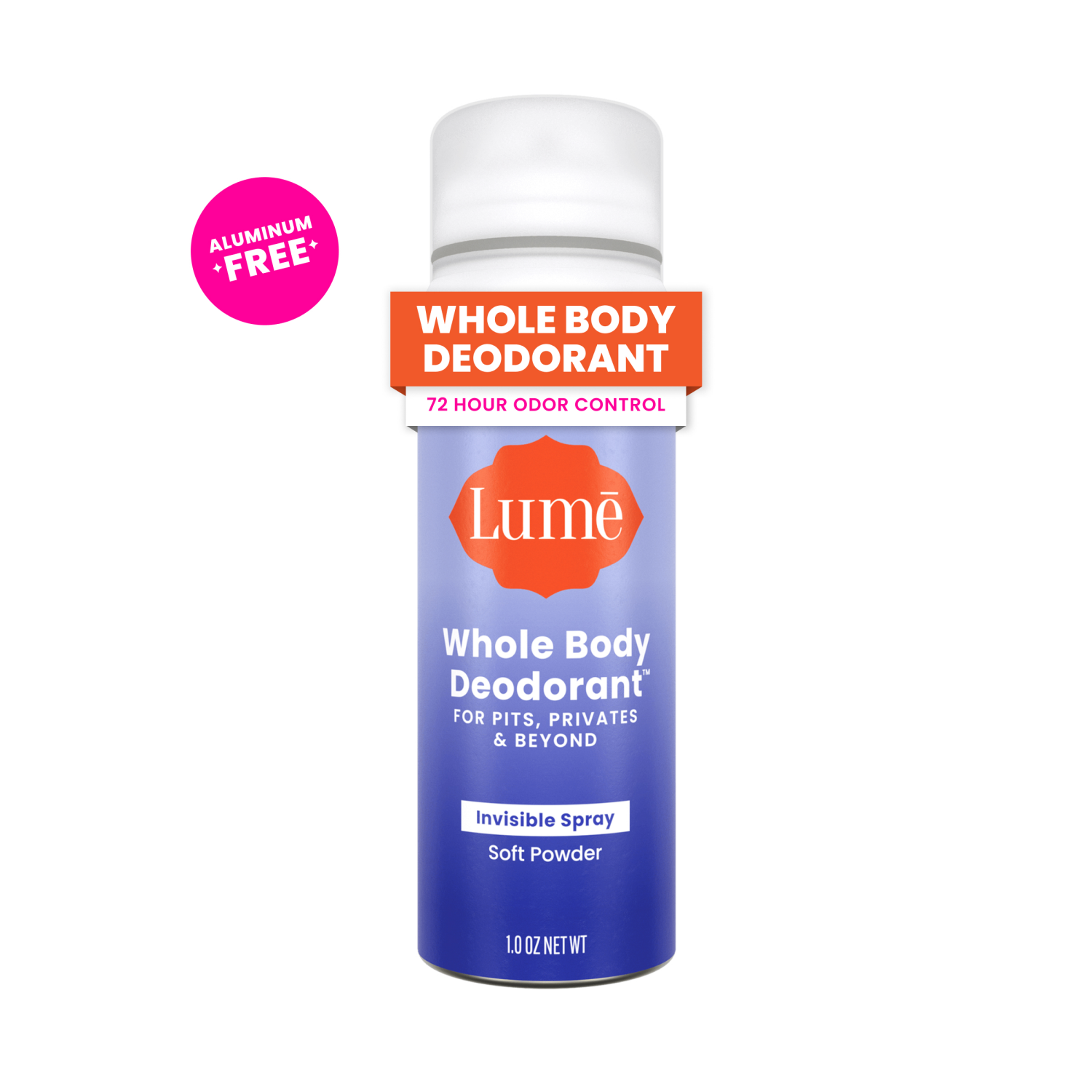slide 1 of 8, Lume Whole Body Womens Deodorant - Mini Invisible Spray - Aluminum Free - Soft Powder Scent - Trial Size - 1.0 oz, 1 oz