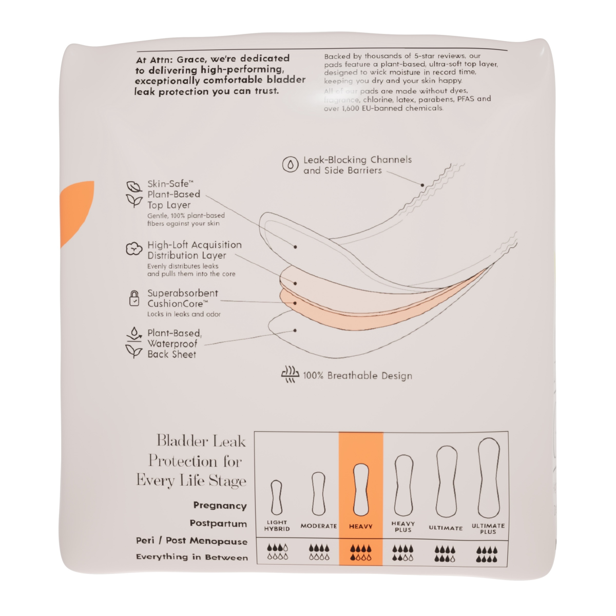 slide 2 of 2, Attn Grace Incontinence Pads Heavy, 1 ct