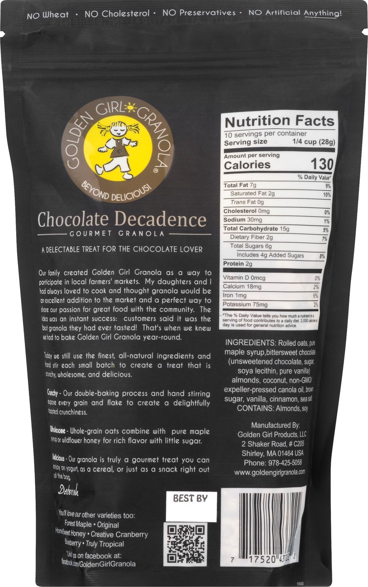 slide 11 of 13, Golden Girl Granola Gourmet Chocolate Decadence Granola - 10 oz, 10 oz