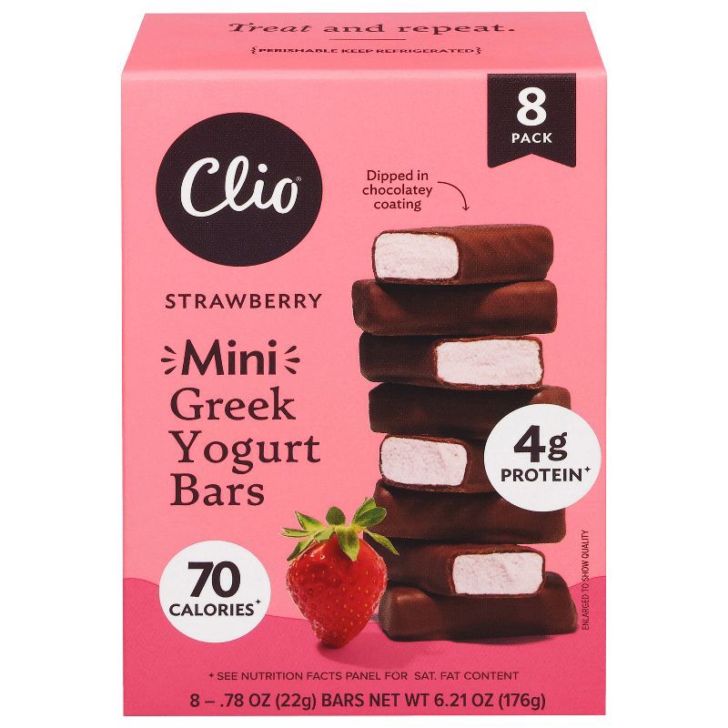 slide 3 of 6, Clio Snacks Strawberry Greek Yogurt Mini-Bars - 6.2oz/8ct, 6.2 oz, 8 ct