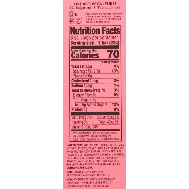 slide 4 of 6, Clio Snacks Strawberry Greek Yogurt Mini-Bars - 6.2oz/8ct, 6.2 oz, 8 ct