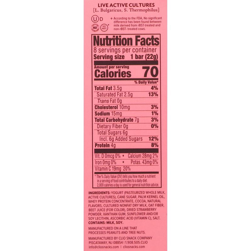 slide 4 of 10, Clio Snacks Strawberry Greek Yogurt Mini-Bars - 6.2oz/8ct, 6.2 oz, 8 ct