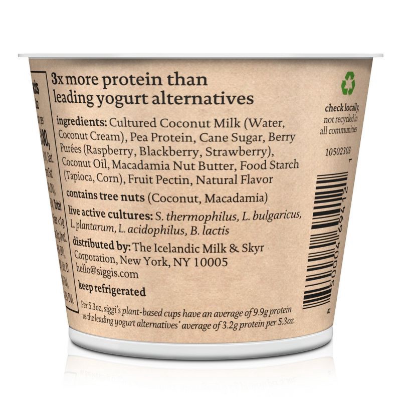 slide 8 of 10, Siggi's Mixed Berries Plant-Based Coconut Blend Yogurt Alternative - 5.3oz, 5.3 oz