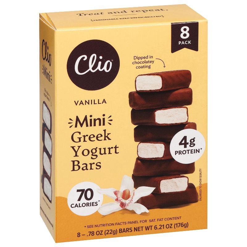 slide 2 of 10, Clio Snacks Vanilla Greek Yogurt Mini-Bars - 6.2oz/8ct, 6.2 oz, 8 ct