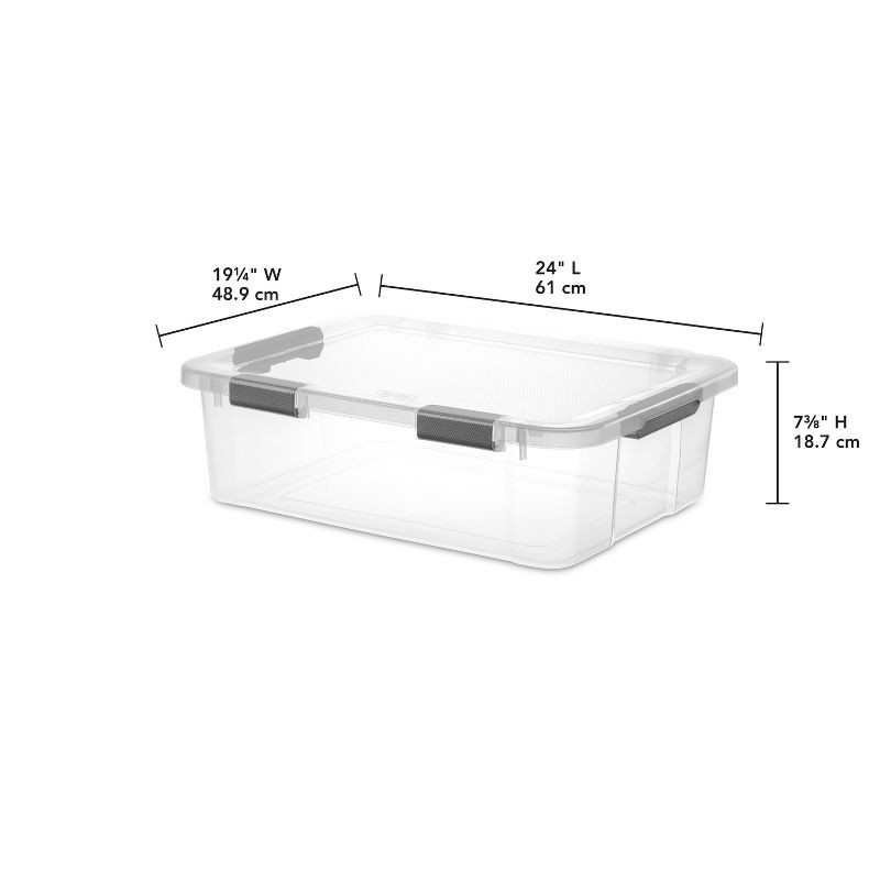 slide 11 of 11, Sterilite 40qt Hinged Lid Latch Box: Under Bed Storage, Portable Plastic Container, Stackable, Gray, 40 qt