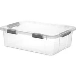 Sterilite 40qt Hinged Lid Latch Box: Under Bed Storage, Portable Plastic Container, Stackable, Gray
