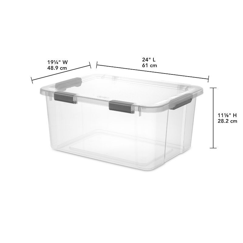 slide 11 of 11, Sterilite 60qt Hinged Lid Latch Box: Plastic Storage Tote, Portable & Stackable, BPA-Free, Built-In Handles, Universal Use, 60 qt