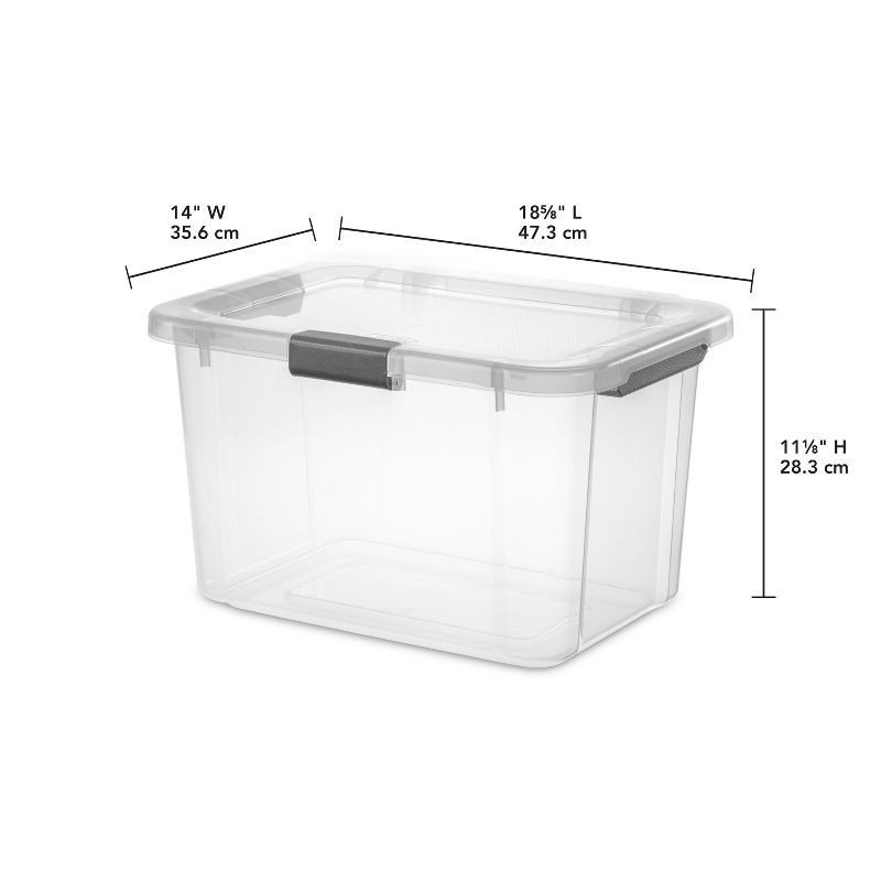 slide 13 of 13, Sterilite 30qt Hinged Lid Latch Box: Plastic Storage Tote with Built-In Handles, Stackable, Universal Storage, 30 qt