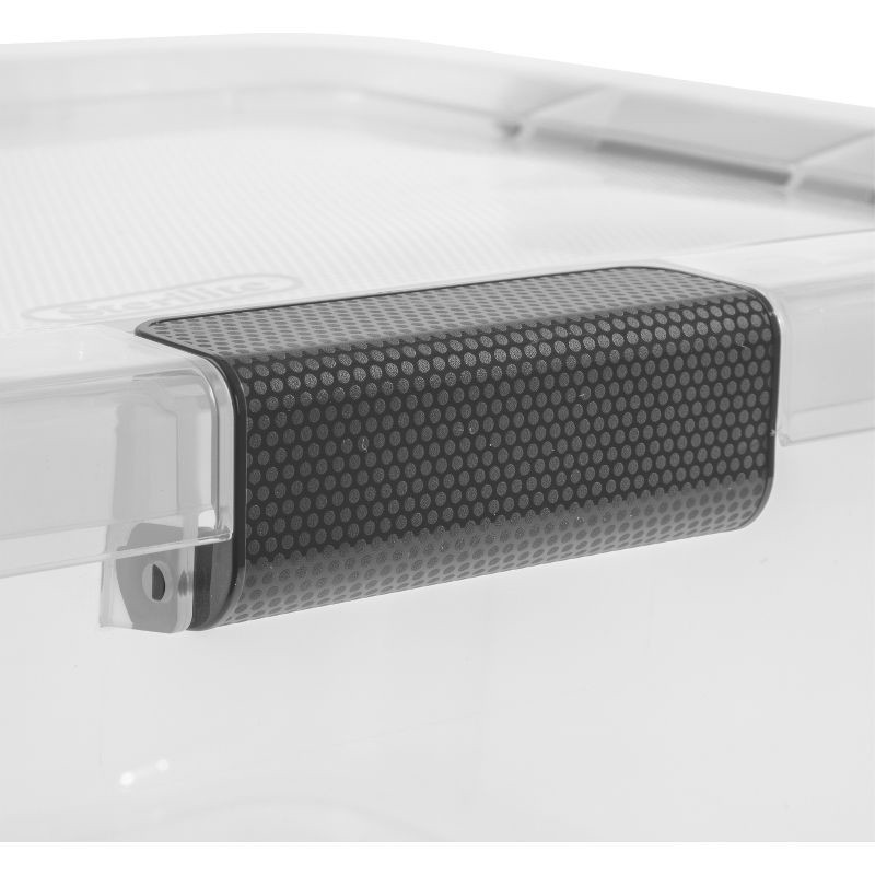 slide 9 of 13, Sterilite 30qt Hinged Lid Latch Box: Plastic Storage Tote with Built-In Handles, Stackable, Universal Storage, 30 qt