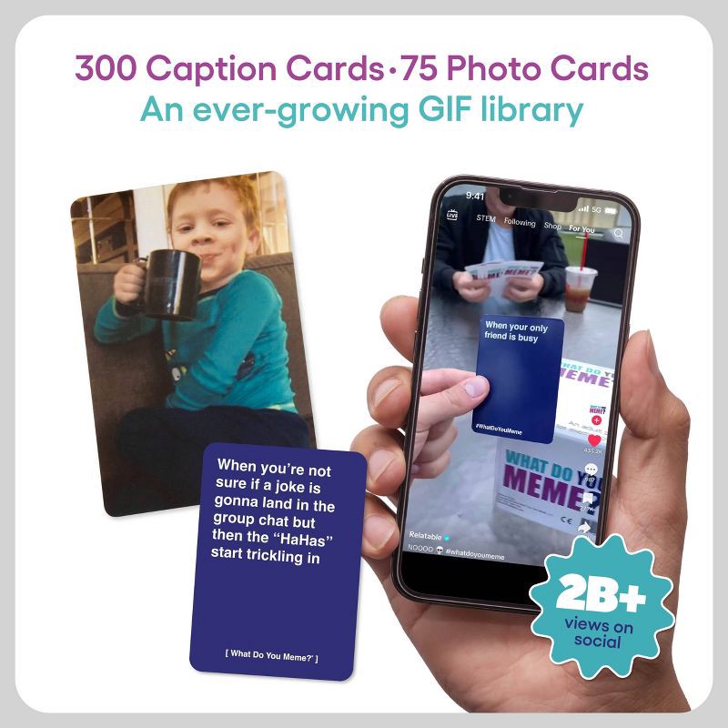 slide 5 of 6, What Do You Meme? GIF Edition: Party Card Game for Problem Solving, 3+ Players, Includes Cards & Instructions, 1 ct