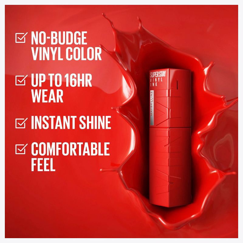 slide 4 of 7, Maybelline Super Stay Vinyl Ink Liquid Lipstick - 25 Red-Hot - 0.14 fl oz, 0.14 fl oz