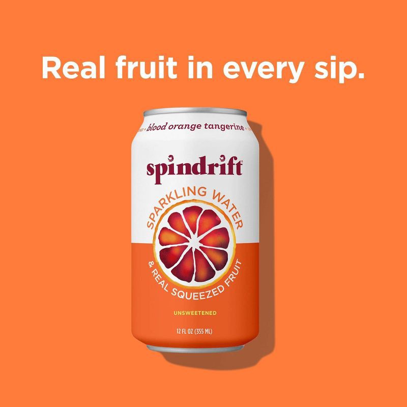 slide 2 of 8, Spindrift Blood Orange Tangerine Sparkling Water - 8pk/12 fl oz Cans, 8 ct; 12 fl oz