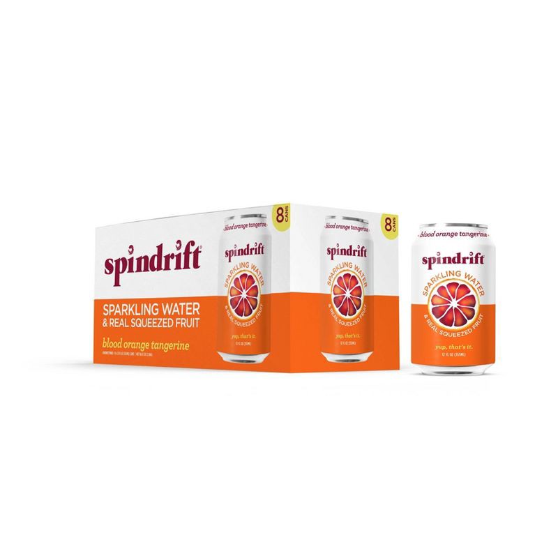 slide 1 of 8, Spindrift Blood Orange Tangerine Sparkling Water - 8pk/12 fl oz Cans, 8 ct; 12 fl oz