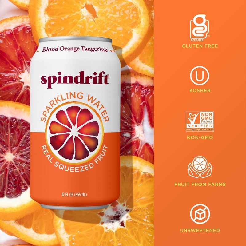 slide 2 of 6, Spindrift Blood Orange Tangerine Sparkling Water - 8pk/12 fl oz Cans, 8 ct; 12 fl oz