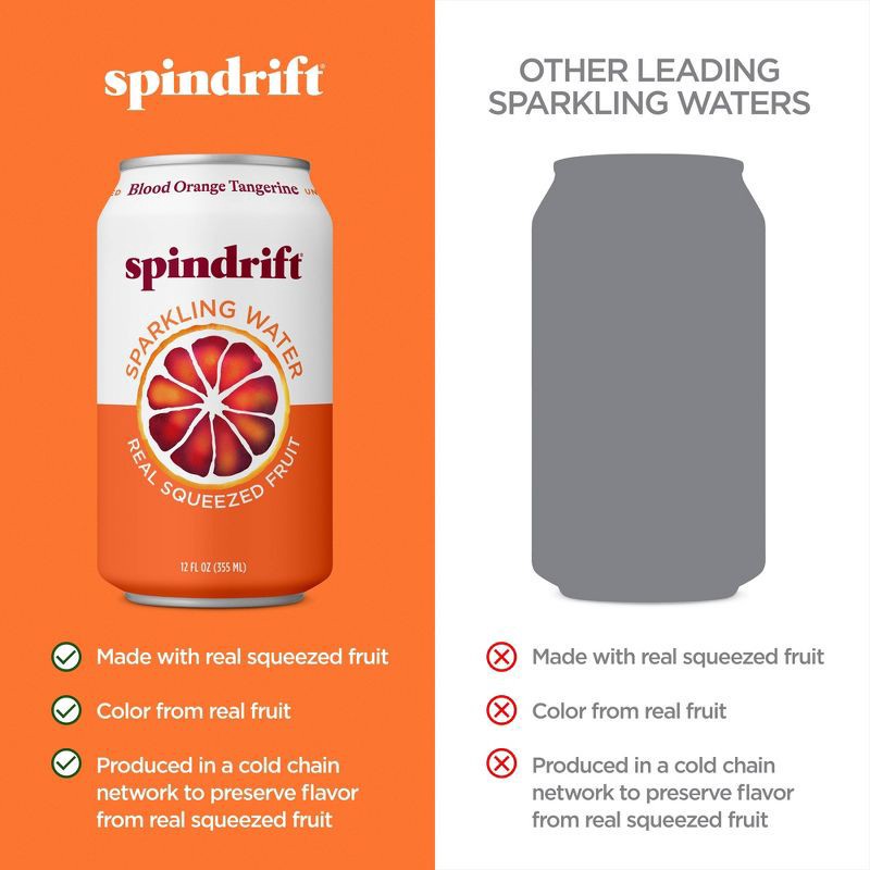 slide 3 of 6, Spindrift Blood Orange Tangerine Sparkling Water - 8pk/12 fl oz Cans, 8 ct; 12 fl oz